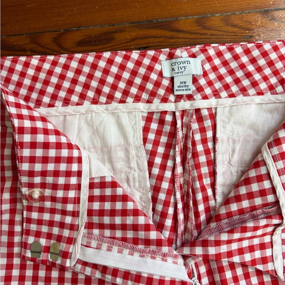 Crown & Ivy Shelby Gingham Scalloped Hem Cotton Blend Preppy Shorts Sz 18 💚🍄 - Picture 4 of 7